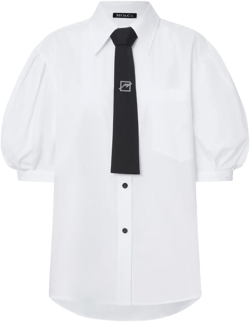 Tie Included Puff Sleeve Shirt