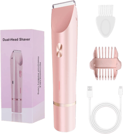 Bikini Trimmer and Shaver Kit for Women - 2-in-1 Electric Body Hair Trimmer Facial Hair Removal Cordless Bikini Shaver Razor for Face Lip Chin Pubic Underarm Legs