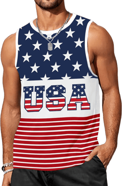 4th of July Tank Top Men American Flag Patriotic Sleeveless Shirts USA Stars and Stripes Independence Day Muscle Tanks