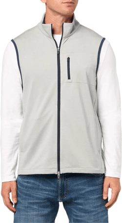Brooks Brothers Men's Standard KNT PERF Full Zip Vest, Grey Heather