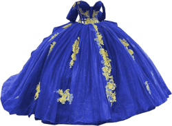 Gold Embellishment Off Shoulder See Through Waist Ball Gown Quinceanera Evening Formal Dresses XV 2025 24 Royal Blue