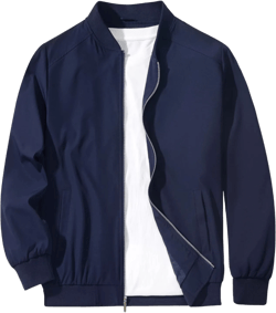 Men's Bomber Jacket Fashion Stylish Lightweight Windbreaker Spring Fall Casual Jackets for Men Large Navy