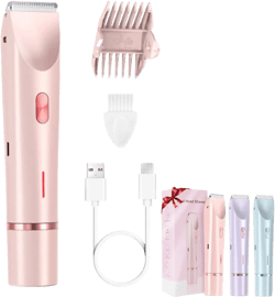 2 in 1 Electric Razors for Women, 2025 New Dual Head Shaver Bikini Trimmer, Upgrade Waterproof Wet and Dry Electric Face and Legs Shaver for Women (Pink)