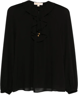 ruffled-neck blouse