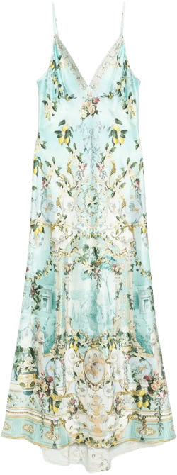 floral-print silk dress