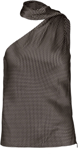 polka-dot one-shoulder top