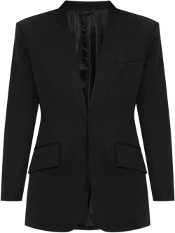 padded-shoulder wool blazer