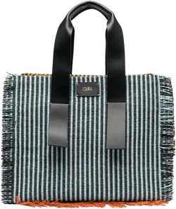 logo-patch raffia tote bag