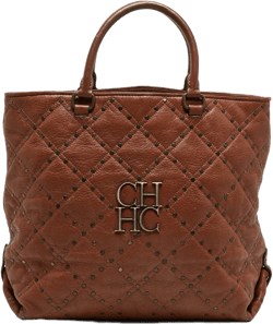 2023 pre-owned studded quilted leather tote bag