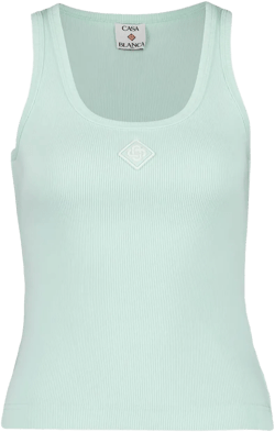 rine-ribbed square-neck tank top