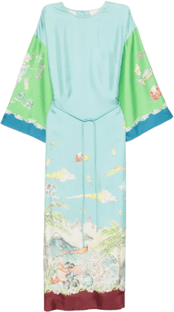 Daria graphic-print silk midi dress