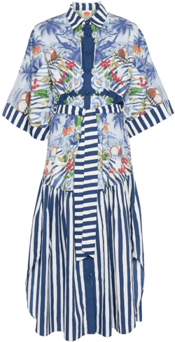 floral-print striped dress