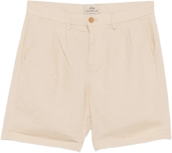 pleated linen-cotton shorts