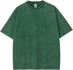 Fkatuzi Men Basic Oversized Cotton Wash Solid T Shirt Baggy Unisex Vintage Tee Plain Streetwear Hip Hop Tops Green Small