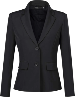 YUNCLOS Women's Casual Long Sleeve Button Slim Work Office Blazer Jacket Coal Black Small