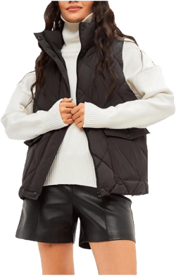 Puffer Vest Women Stand Collar Lightweight Gilet Quilted Zip Vest Sleeveless Winter Down Jackets Warm Vests Outerwear