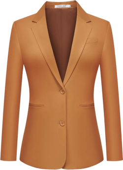 Women's Casual Blazer 2 Buttons Notch Lapel Open Front Long Sleeve Blazers Business Office Work Suit Jackets XX-Large Caramel