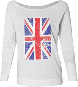 Distressed Great Britain Flag - Union Jack UK Women's French Terry Sweater (White, XX-Large) : Clothing, Shoes & Jewelry