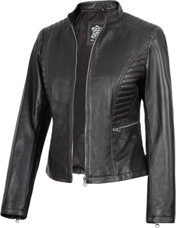 fjackets Real Leather Jacket Women - Cafe Racer Premium Lambskin Stand Collar Womens Leather Jackets N185 Leather Jacket Women - Ruboff Small