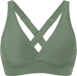 Women's Sporty Adjustable Wide Straps Bikini Top Large Bust Criss Cross Back Supportive Swimsuit Tops Only Large Olive