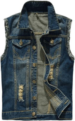 Men's Korean Slim Fit Denim Vest Sleeveless Motorcycle Vests Waistcoat Ripped Splicing Casual Jean Jacket Dark Blue A1 Small