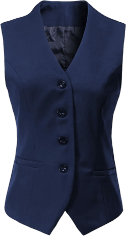 V VOCNI Women's Fully Lined 4 Button V-Neck Economy Dressy Suit Vest Waistcoat Large Deep Blue