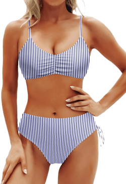 Yonique Womens Two Piece Bikini Set Strappy Swimsuit Side Tie Bathing Suits Racerback Swimwear
