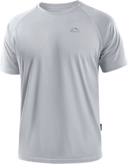 Pudolla Men's Rashguard Swim Shirts Short Sleeve UPF 50+ Sun Protection SPF Quick Dry Lightweight Water Fishing Beach Shirt Light Grey X-Large