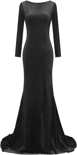 TTYBridal Elegant Court Train Velvet Prom Dresses Long Formal Evening Cocktail Gown Backless EV014 One Size Black