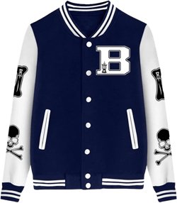 ACEFAST INC Men's Varsity Baseball Jacket Letterman Bomber Jacket Fashion Casual Streetwear Letter Print Jacket X-Large Blue 02