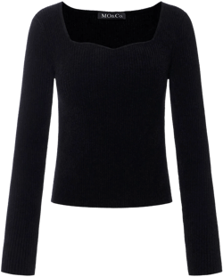 Velvet Effect Sweetheart Neck Knit Top