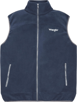 Wrangler Men's Big and Tall Polar Fleece Zip Up Sleeveless Vest Navy/Lt Grey 2X Tall