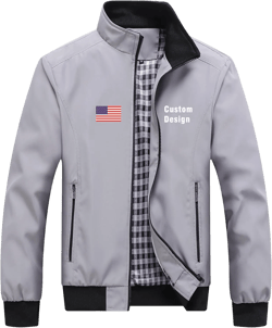 USA American Flag Custom Design Your Own Print Text/logo Outdoor Military Lightweight Windbreakers Coats Plaid Jackets Grey/Black X-Large