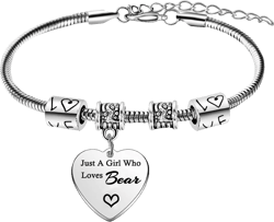 Honey Bear Bracelet Gifts for Women Anime Cartoon Bear Charm Bracelet Cute Bear Stuff Bears Themed Gifts for Bears Lovers Gift Christmas Birthday Gifts Friendship Gift