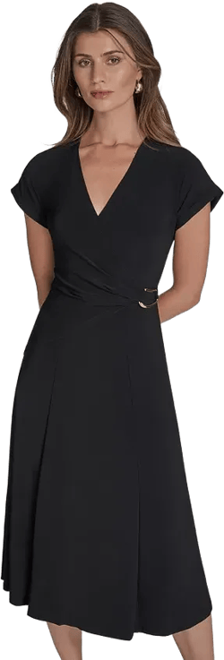 Halston Women's Surplice-Neck Faux-Wrap Dress