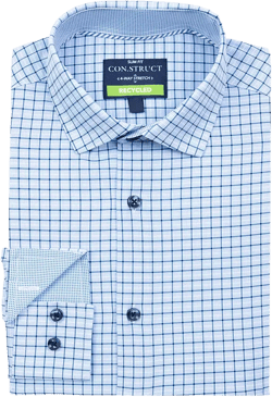 Men's Slim Fit Square Plaid 4-Way Stretch Performance Dress Shirt 