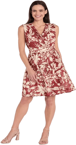 Petite Chiffon Printed Surplice Sleeveless Dress