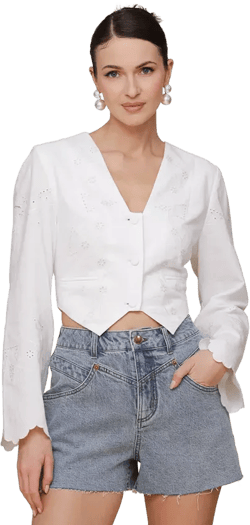 Women's Cotton Eyelet Vest-Style Top