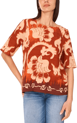 Women's Paisley-Print Button-Back Shirt