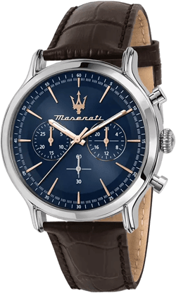 Men's Chronograph Brown Leather Watch, 42mm