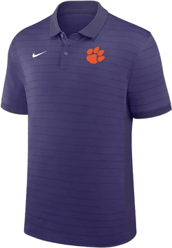 Men's Purple Clemson Tigers 2025 Early Season Coaches Sideline Victory Stripe Performance Polo Shirt