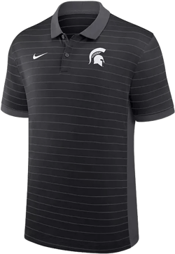 Men's Black Michigan State Spartans 2025 Early Season Coaches Sideline Victory Stripe Performance Polo Shirt