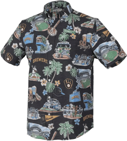 Men's Black Milwaukee Brewers Scenic Tri-Blend Button-Down Shirt
