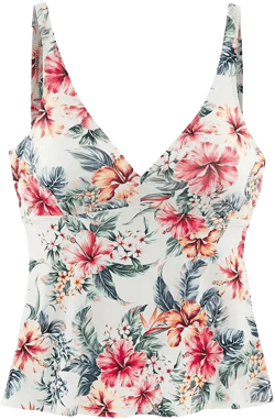 Women's Tropical Print Underwire Tankini Swimsuit Top