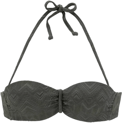 LASCANA Women's Textured Bandeau Bikini Swimsuit Top Bra Sizing