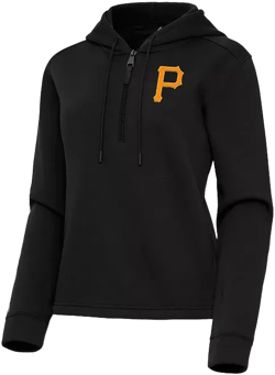 Women's Black Pittsburgh Pirates Contemporary Quarter-Zip Hoodie Sweatshirt