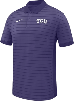 Men's Purple TCU Horned Frogs 2025 Early Season Coaches Sideline Victory Stripe Performance Polo Shirt
