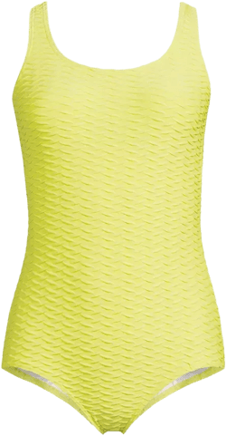 Women's Long Tugless Low Leg Textured One Piece Swimsuit