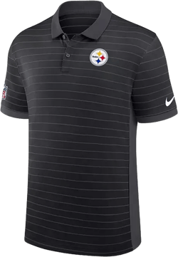 Men's Black Pittsburgh Steelers Sideline Victory Stripe Performance Polo Shirt