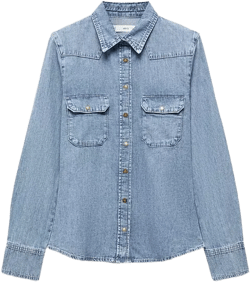 Women's Chest-Pocket Denim Shirt